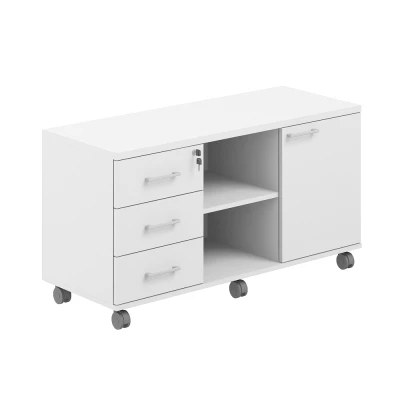 Тумба сервисная мобильная 1200х462х637 с замком/ AG.291.WH.WH.WH/ корпус: белый, топ-дно: белый, фасады:белый
