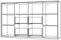  Шкаф средний со стеклом мат., 4 ящ., обвязка YN, фасады GS / NZ-0336.YN.GS /  2024х450х1200, обвязка YN, фасады GS, стекло матовое GLM - 1